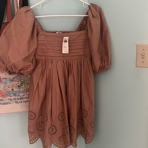New With Tags Abercrombie Poplin Puff Sleeve Mini Dress